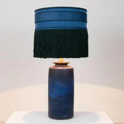 Discount Pamono Large Ceramic Table Lamp with Silk Lampshade, 1960s