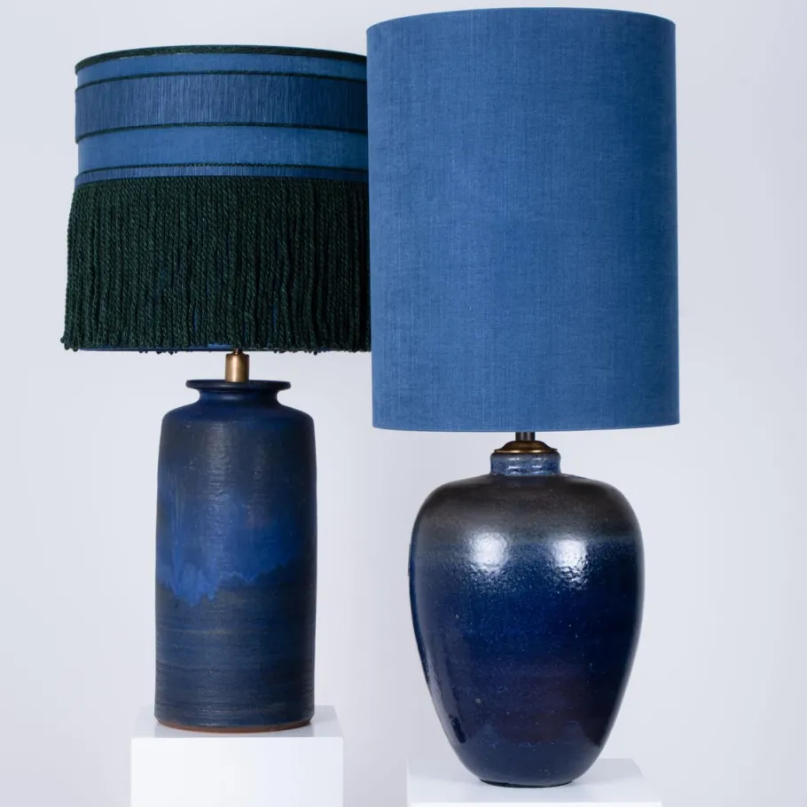 Discount Pamono Large Ceramic Table Lamp with Silk Lampshade, 1960s