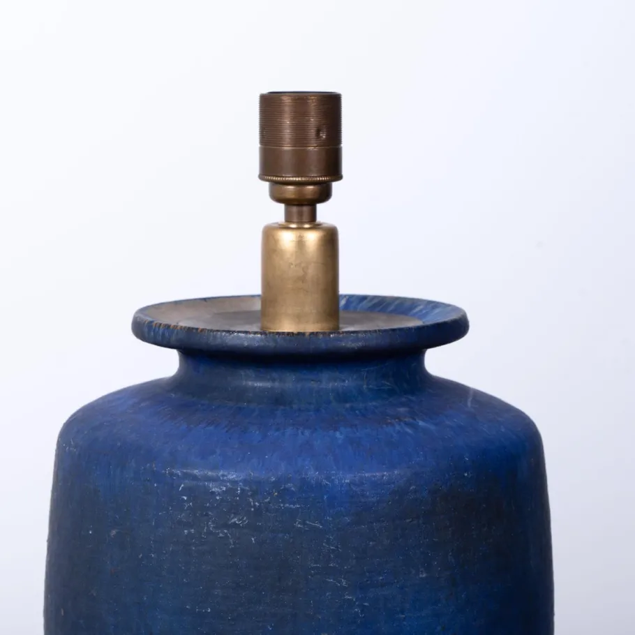 Discount Pamono Large Ceramic Table Lamp with Silk Lampshade, 1960s