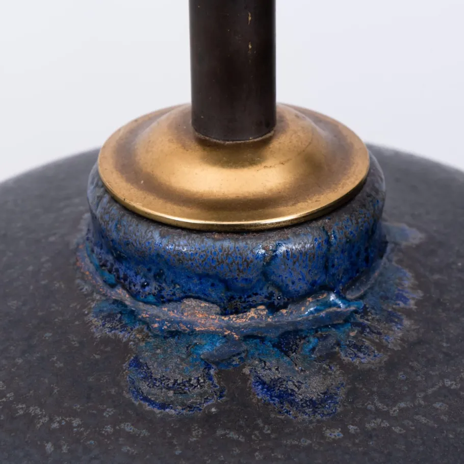 Discount Pamono Large Ceramic Table Lamp with Silk Lampshade, 1960s