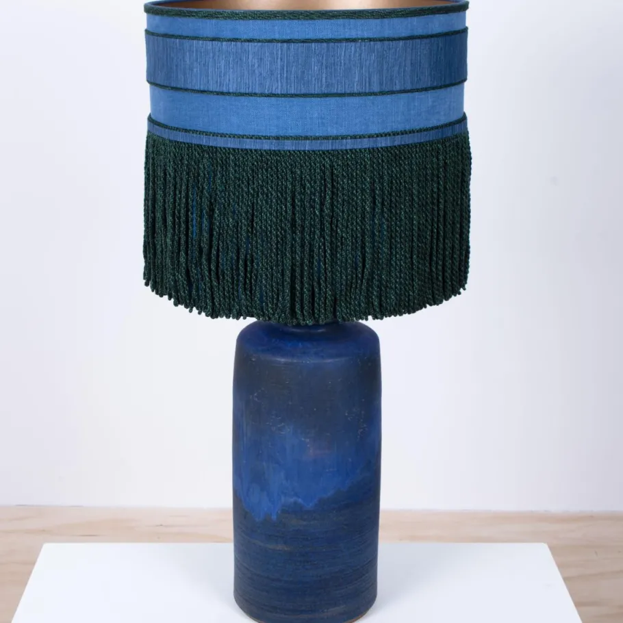 Discount Pamono Large Ceramic Table Lamp with Silk Lampshade, 1960s