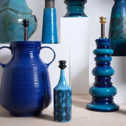 Discount Pamono Large Ceramic Table Lamp with Silk Lampshade, 1960s