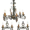 Clearance Pamono Large Chandelier and Sconces attributed to Gilbert Poillerat, 1950s, Set of 3