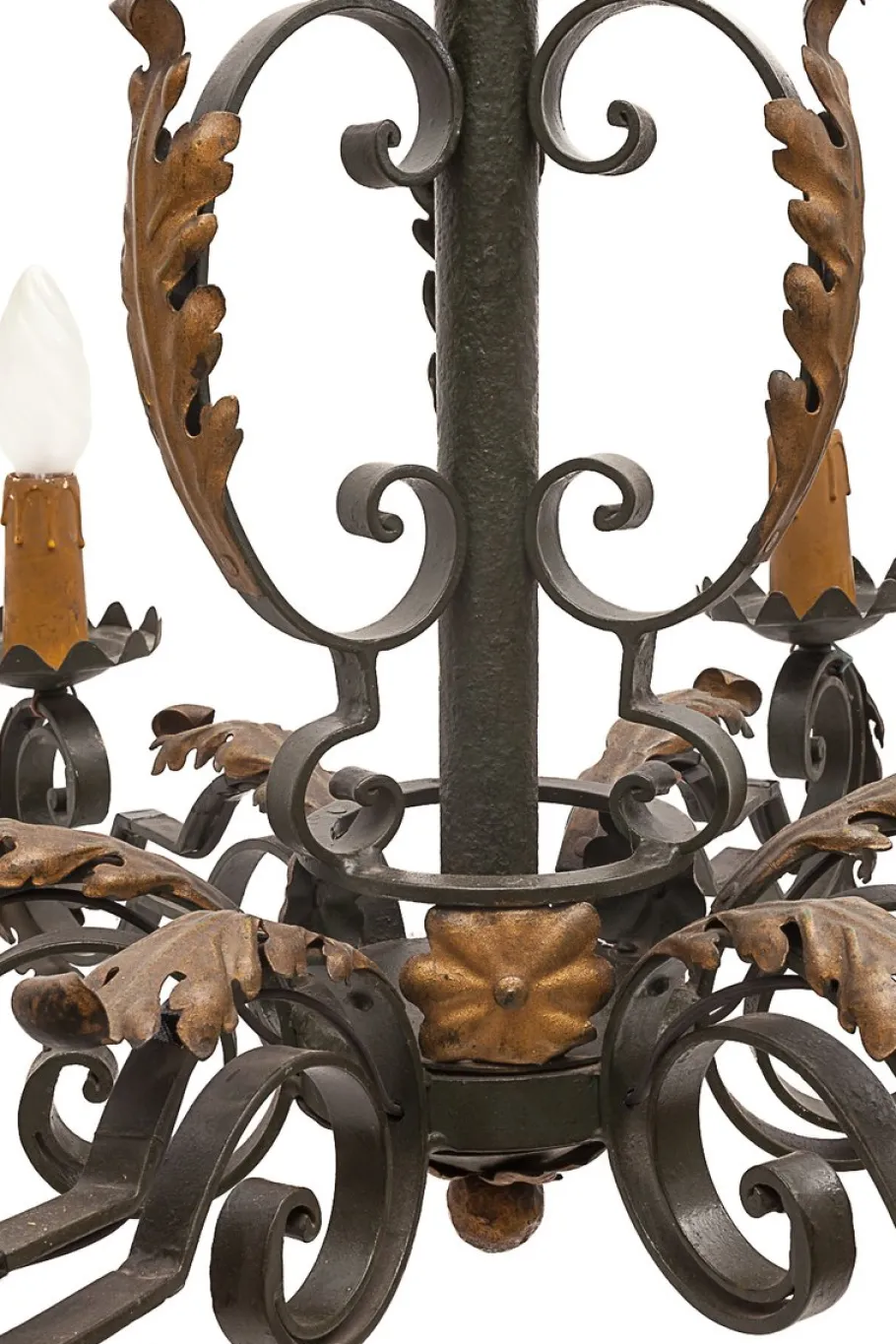 Clearance Pamono Large Chandelier and Sconces attributed to Gilbert Poillerat, 1950s, Set of 3