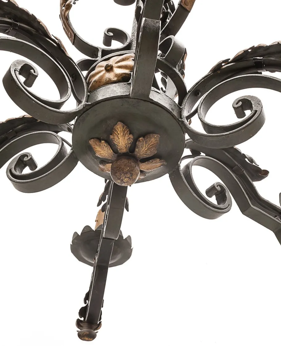 Clearance Pamono Large Chandelier and Sconces attributed to Gilbert Poillerat, 1950s, Set of 3