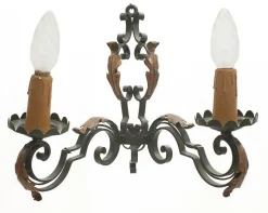 Clearance Pamono Large Chandelier and Sconces attributed to Gilbert Poillerat, 1950s, Set of 3