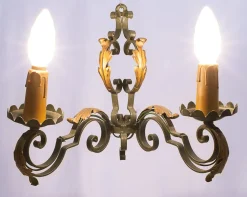Clearance Pamono Large Chandelier and Sconces attributed to Gilbert Poillerat, 1950s, Set of 3