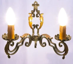 Clearance Pamono Large Chandelier and Sconces attributed to Gilbert Poillerat, 1950s, Set of 3