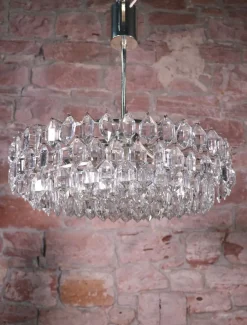 Discount Pamono Large Chandelier in Crystal & Silver Plated from Lobmeyr / Bakalowits & Sons