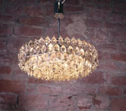 Discount Pamono Large Chandelier in Crystal & Silver Plated from Lobmeyr / Bakalowits & Sons