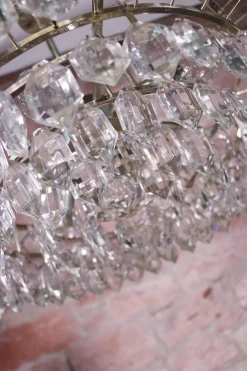 Discount Pamono Large Chandelier in Crystal & Silver Plated from Lobmeyr / Bakalowits & Sons