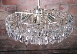 Discount Pamono Large Chandelier in Crystal & Silver Plated from Lobmeyr / Bakalowits & Sons