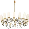 Clearance Pamono Large Chandelier in Opaline Glass and Brass from Stilnovo, 1950s