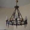 New Pamono Large Chandelier in Wrought Iron, 1940s