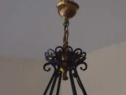 New Pamono Large Chandelier in Wrought Iron, 1940s
