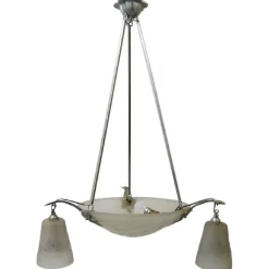 Hot Pamono Large Chandelier in Wrought Iron from Muller Frères, Luneville, 1930s or 1940s