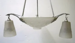 Hot Pamono Large Chandelier in Wrought Iron from Muller Frères, Luneville, 1930s or 1940s