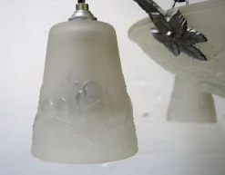 Hot Pamono Large Chandelier in Wrought Iron from Muller Frères, Luneville, 1930s or 1940s