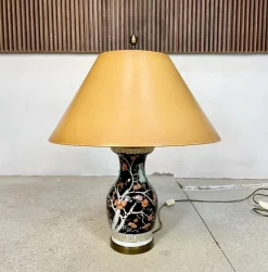 Pamono Large Chinese Porcelain Vase Table Lamp with Flowering Twigs Decor, 1930s