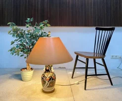 Pamono Large Chinese Porcelain Vase Table Lamp with Flowering Twigs Decor, 1930s