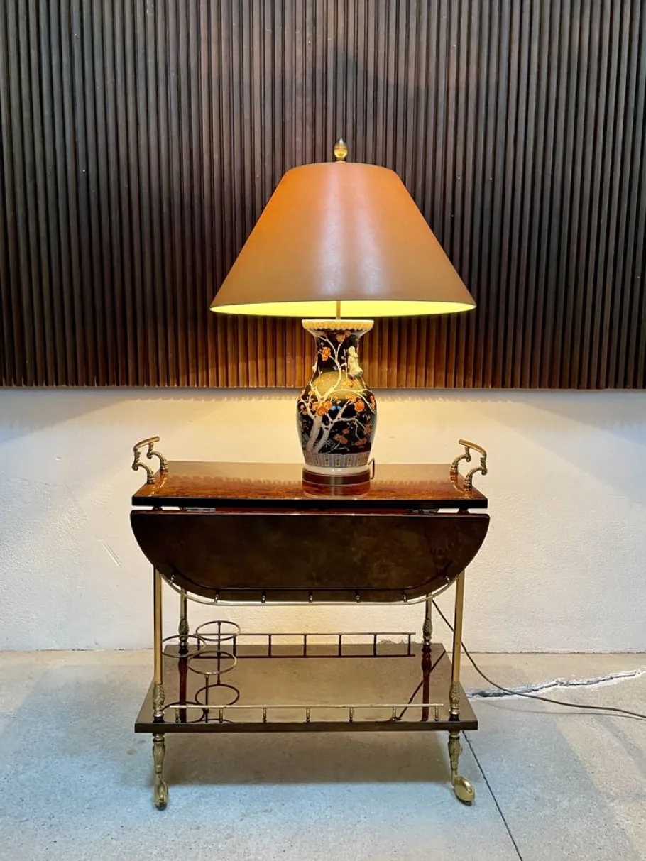 Pamono Large Chinese Porcelain Vase Table Lamp with Flowering Twigs Decor, 1930s