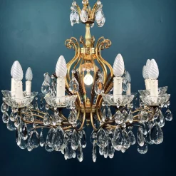 Discount Pamono Large Crystal Chandelier, Italy, 1950s