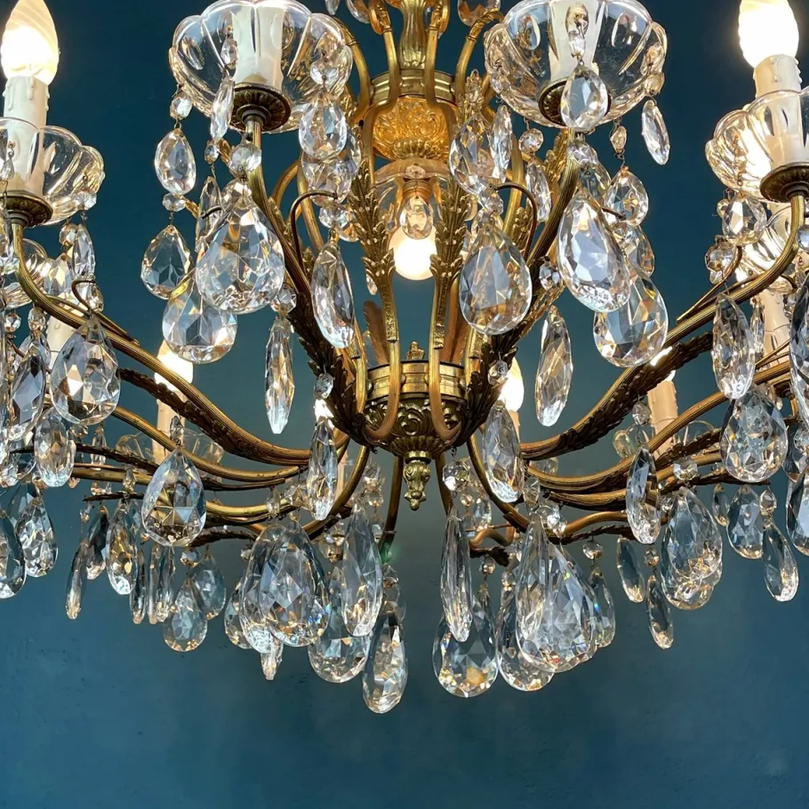 Discount Pamono Large Crystal Chandelier, Italy, 1950s