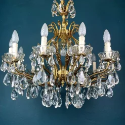 Discount Pamono Large Crystal Chandelier, Italy, 1950s