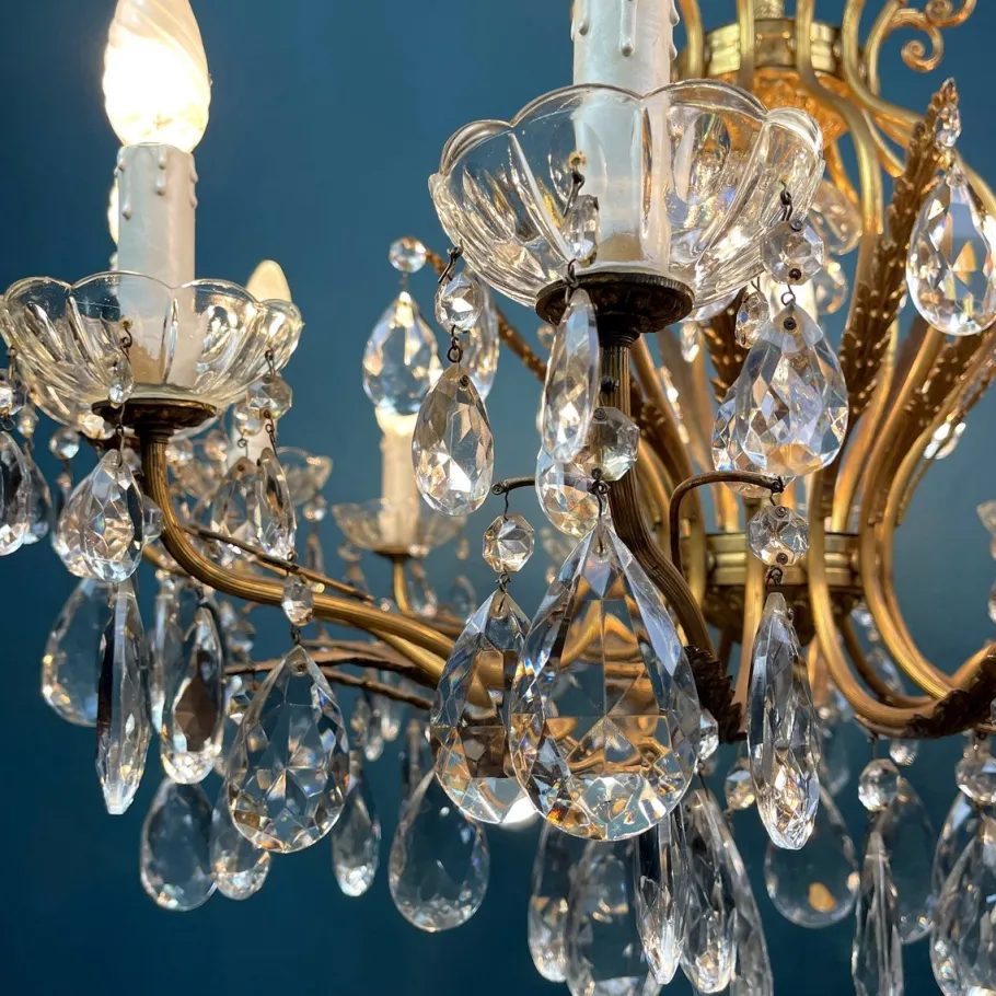 Discount Pamono Large Crystal Chandelier, Italy, 1950s