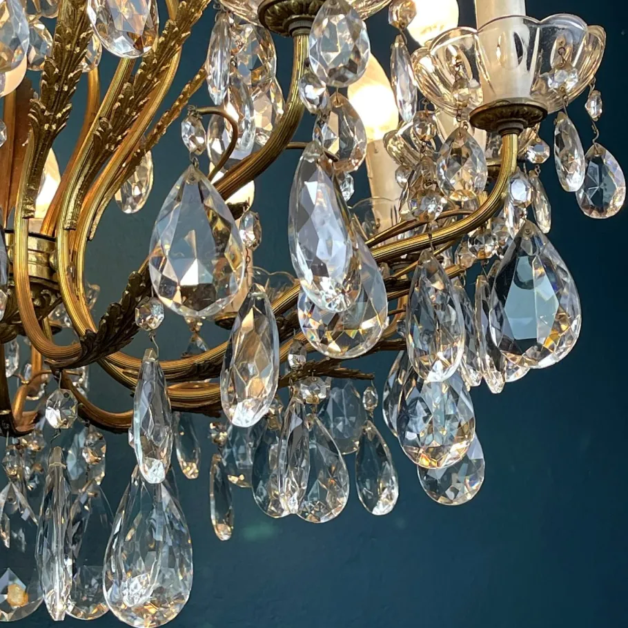 Discount Pamono Large Crystal Chandelier, Italy, 1950s
