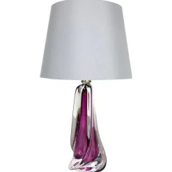 Best Pamono Large Crystal Glass Pink Table Light by Val Saint Lambert, Belgium, 1960s