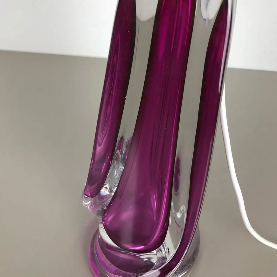 Best Pamono Large Crystal Glass Pink Table Light by Val Saint Lambert, Belgium, 1960s