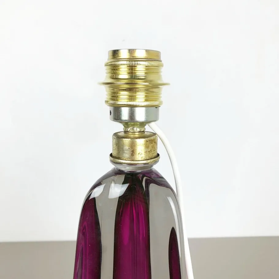 Best Pamono Large Crystal Glass Pink Table Light by Val Saint Lambert, Belgium, 1960s