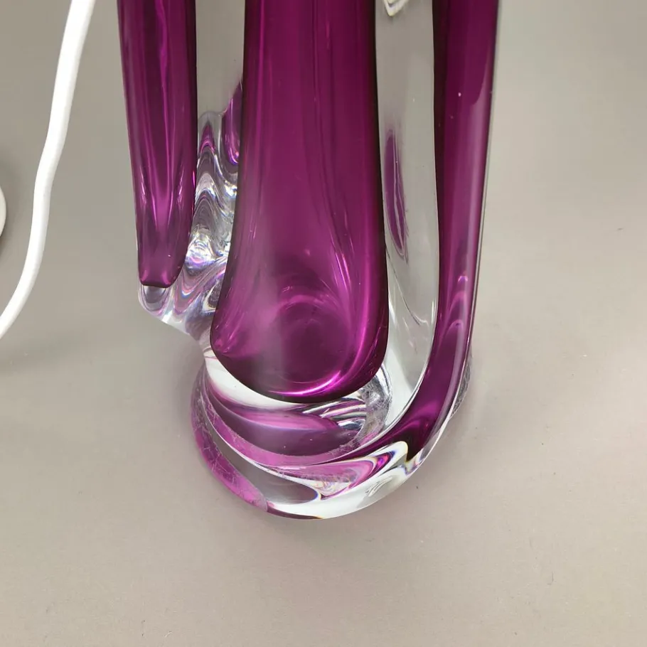 Best Pamono Large Crystal Glass Pink Table Light by Val Saint Lambert, Belgium, 1960s