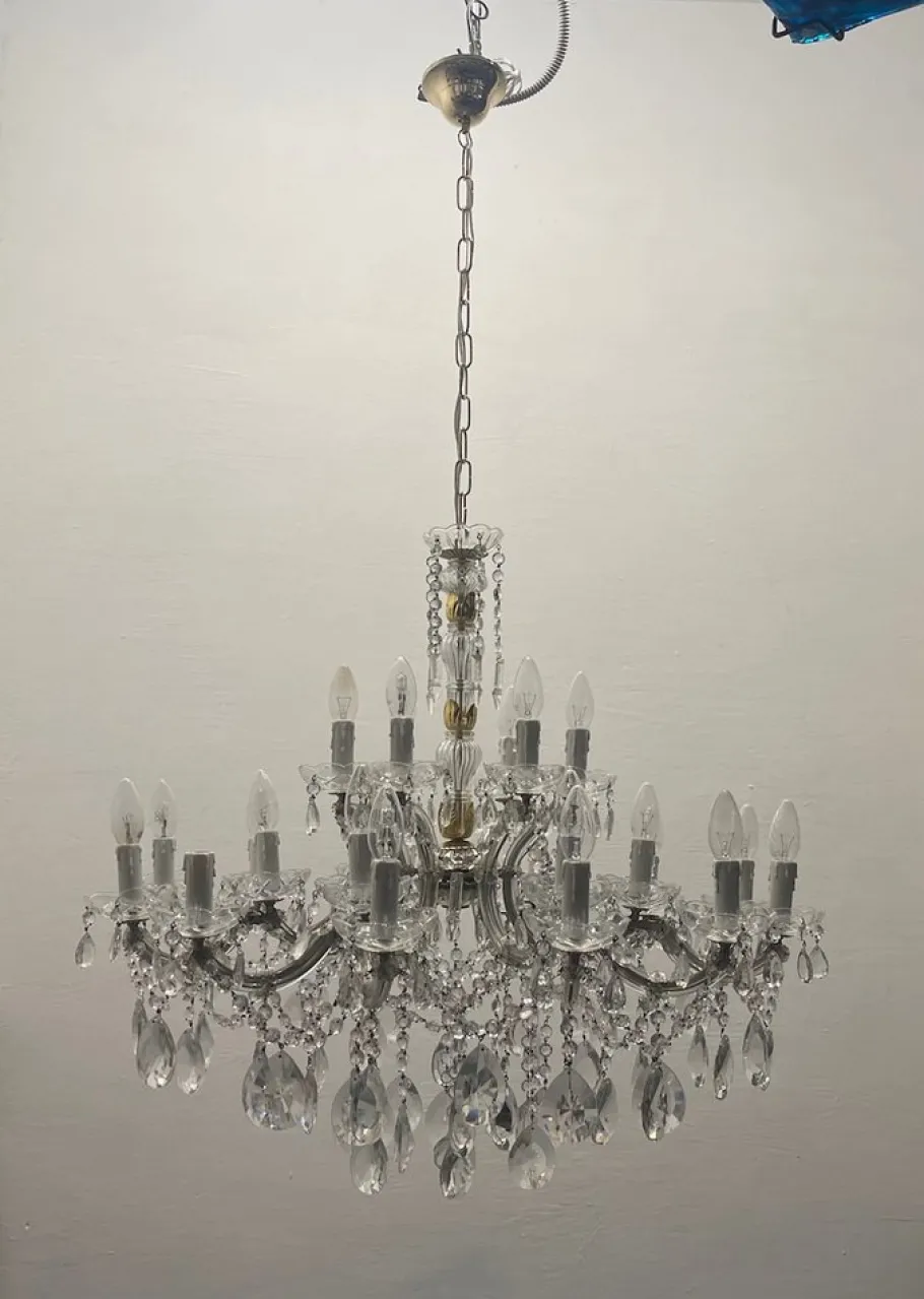 Clearance Pamono Large Crystal Maria Teresa Chandelier with 24 Lights, 1960s