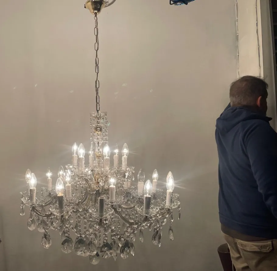 Clearance Pamono Large Crystal Maria Teresa Chandelier with 24 Lights, 1960s