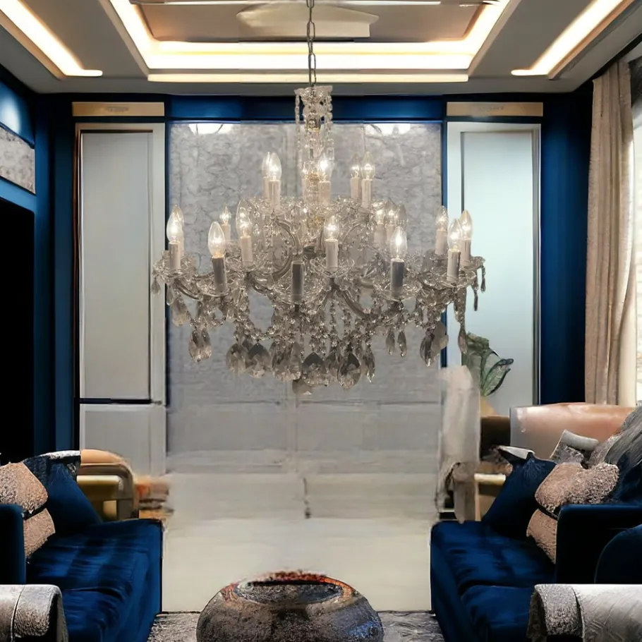 Clearance Pamono Large Crystal Maria Teresa Chandelier with 24 Lights, 1960s