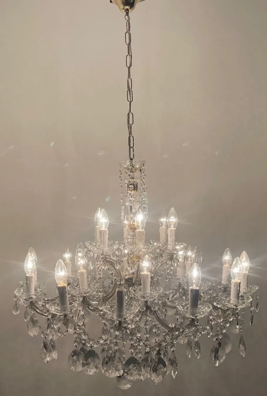 Clearance Pamono Large Crystal Maria Teresa Chandelier with 24 Lights, 1960s