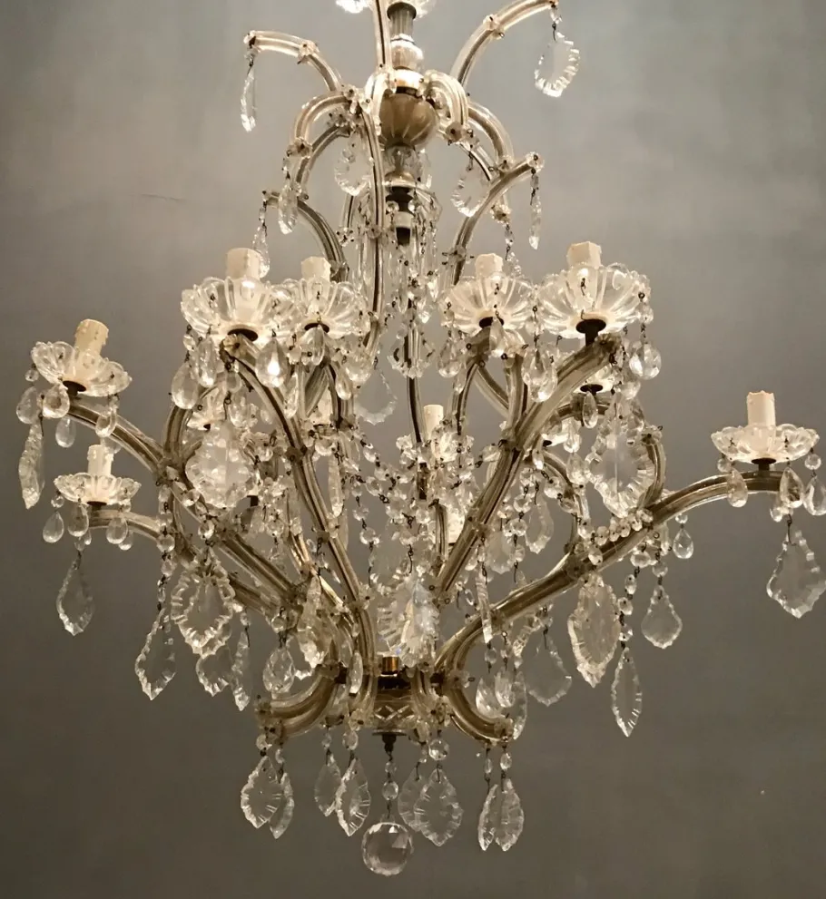 Discount Pamono Large Crystal Murano Chandelier, 1950s