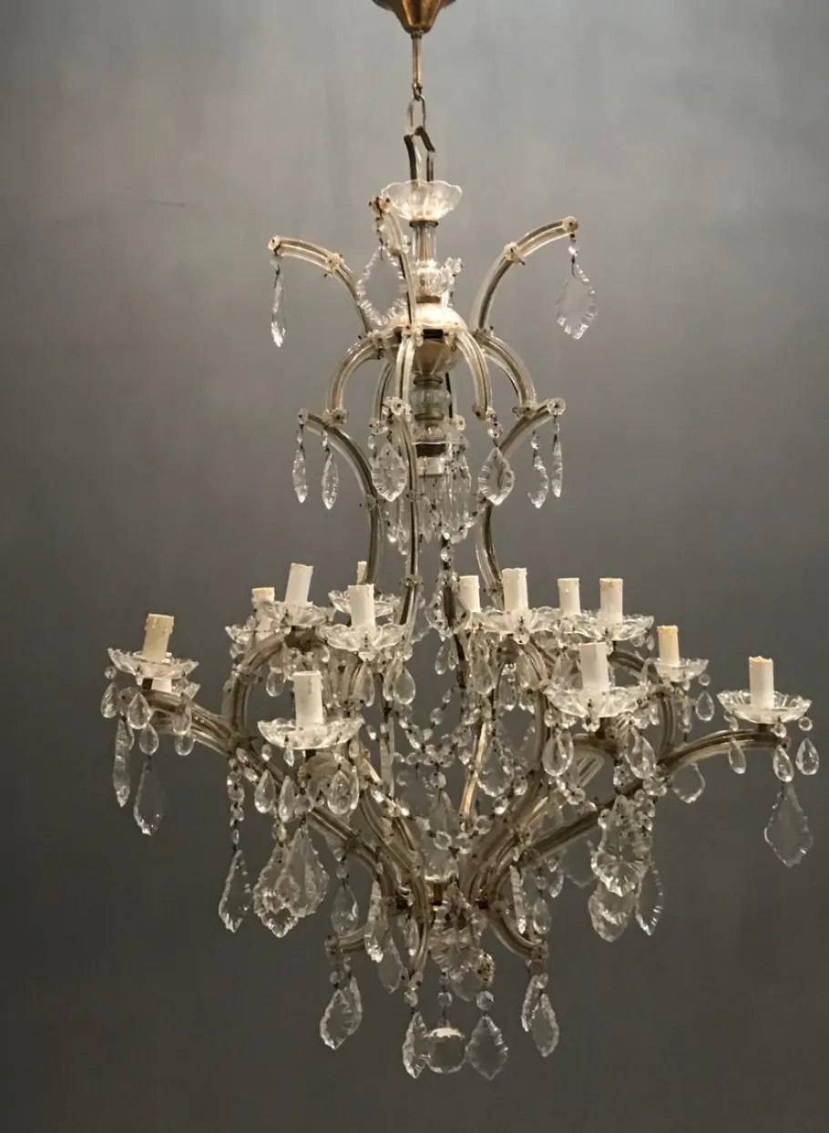 Discount Pamono Large Crystal Murano Chandelier, 1950s