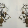 New Pamono Large Decorative Wall Lights in Wrought and Gilded Iron Representing a Bouquet of Flowers, Set of 2
