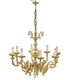 Clearance Pamono Large Early 20th Century 8 Arm Brass Chandelier, 1920s
