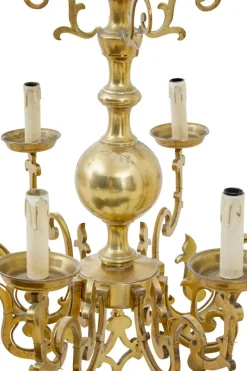 Clearance Pamono Large Early 20th Century 8 Arm Brass Chandelier, 1920s