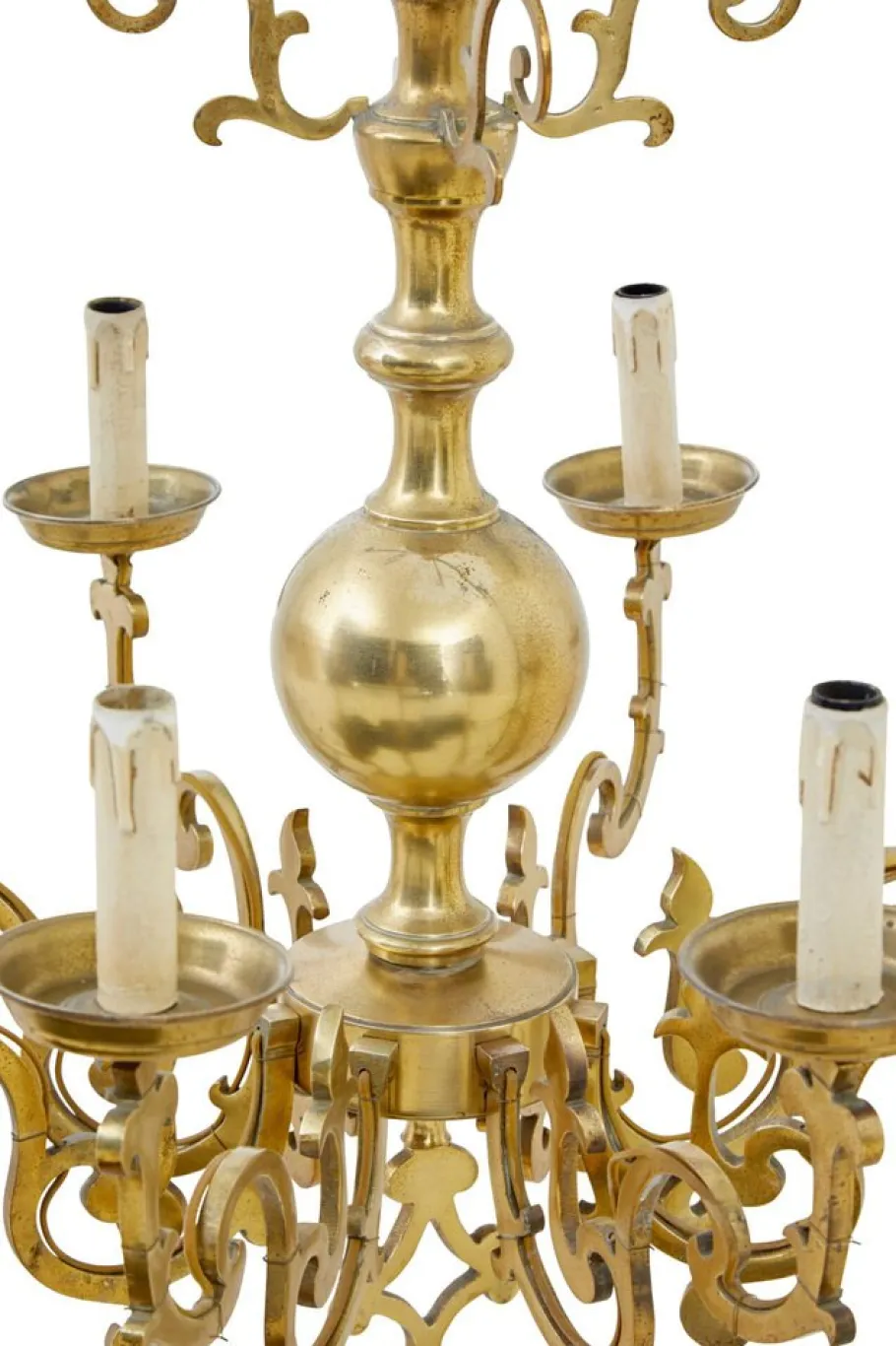 Clearance Pamono Large Early 20th Century 8 Arm Brass Chandelier, 1920s