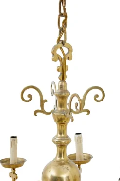 Clearance Pamono Large Early 20th Century 8 Arm Brass Chandelier, 1920s