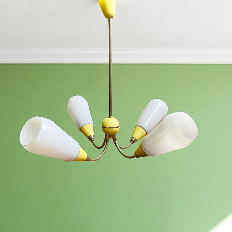 Best Pamono Large Eastern European Mid Century Modern 4-Light Dining Chandelier, 1960s-1970s