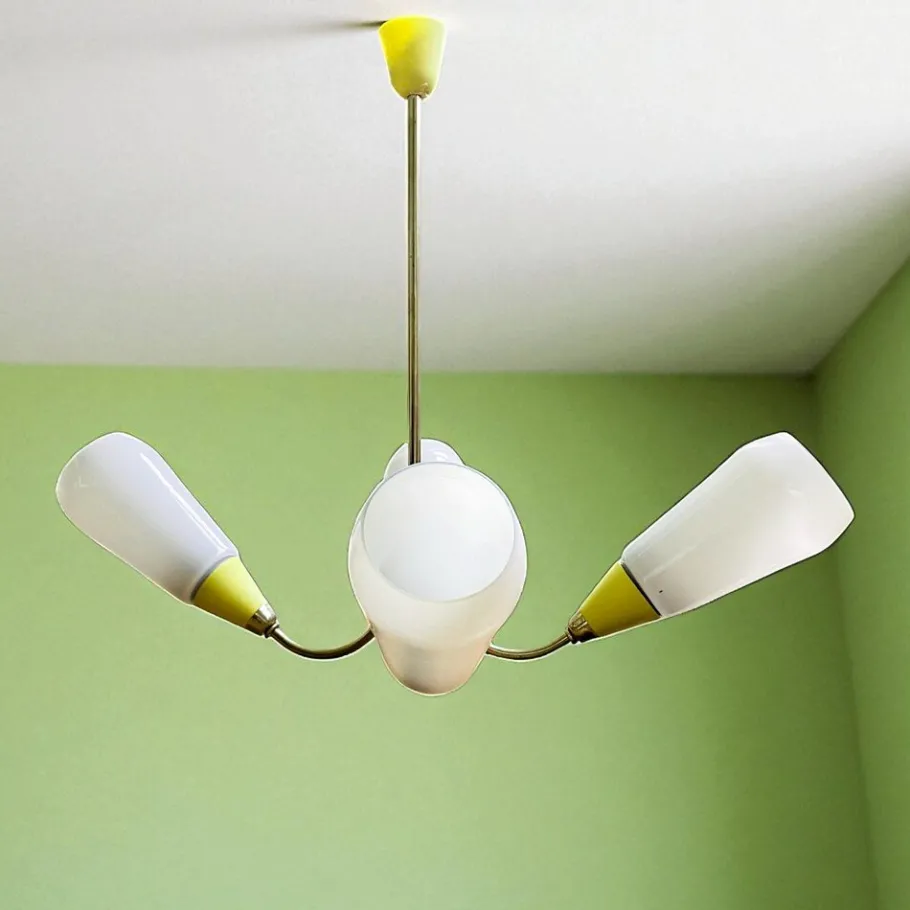 Best Pamono Large Eastern European Mid Century Modern 4-Light Dining Chandelier, 1960s-1970s