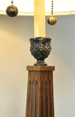 Online Pamono Large Empire Corinthian Column Lamps in Wood & Brass Gilt, 1960s, Set of 2