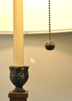 Online Pamono Large Empire Corinthian Column Lamps in Wood & Brass Gilt, 1960s, Set of 2