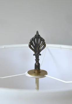 Online Pamono Large Empire Corinthian Column Lamps in Wood & Brass Gilt, 1960s, Set of 2